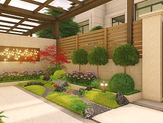 現代花園庭院景觀 景墻 休閑座凳 燈具 耐候鋼板 禪意花園枯山水